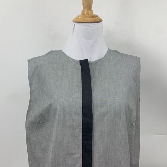 Elie Tahari Hidden Button Blouse Womens M Medium Black White Pin Stripe High Low - Picture 4 of 13